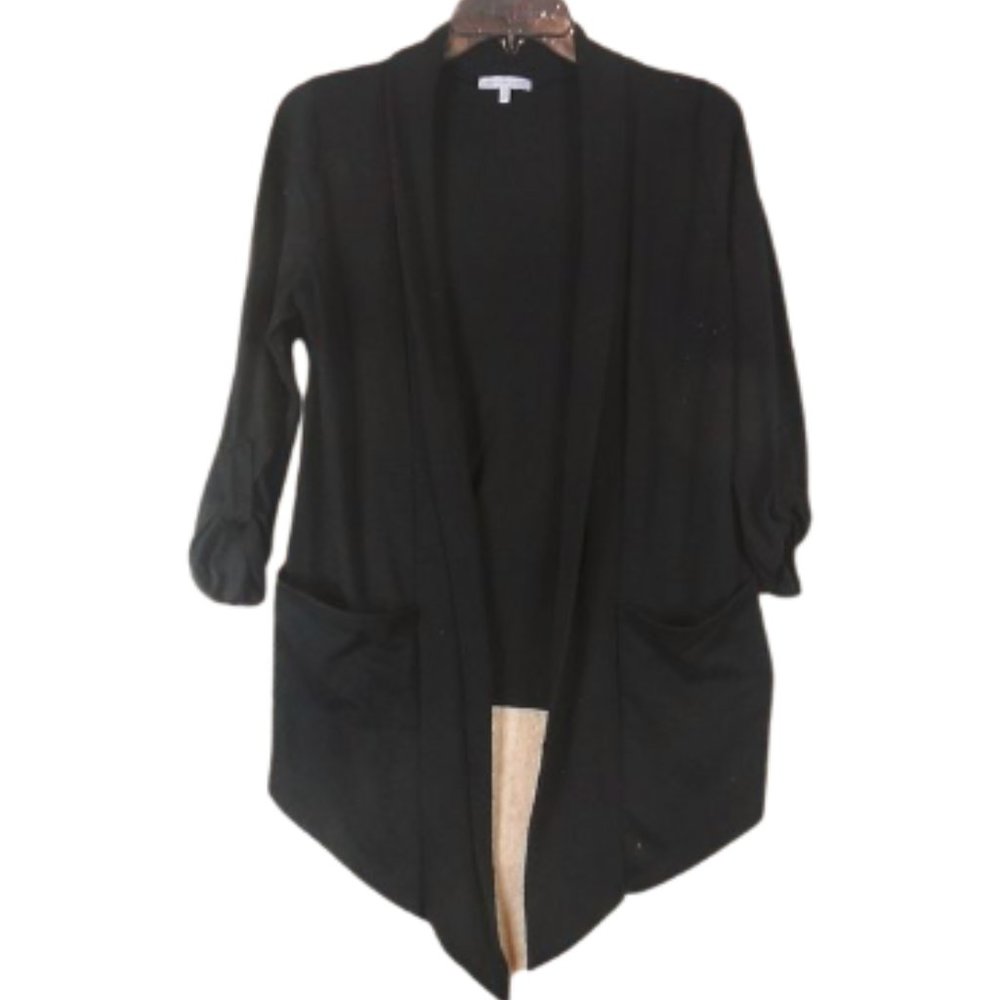 Charlotte Russe Black Quarter Sleeve Shrug Cardigan with pockets in size M